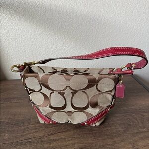 Coach Brown and Red Signature Shoulder Bag - G0782-40347